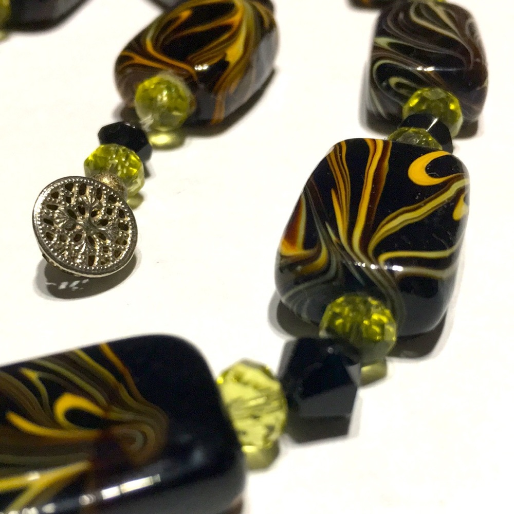 Handmade OOAK vintage Glass black bead 18 necklace - Picture 14 of 16